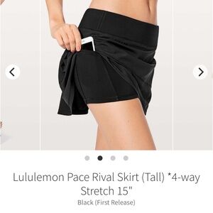 Lululemon Black Pace Rival Skirt